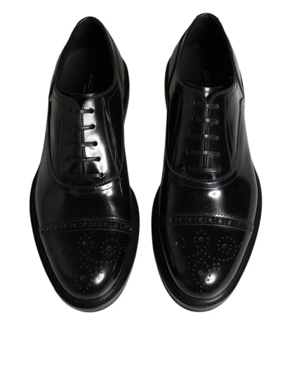 Dolce &amp; Gabbana черни кожени мъжки официални обувки Oxford Wingtip