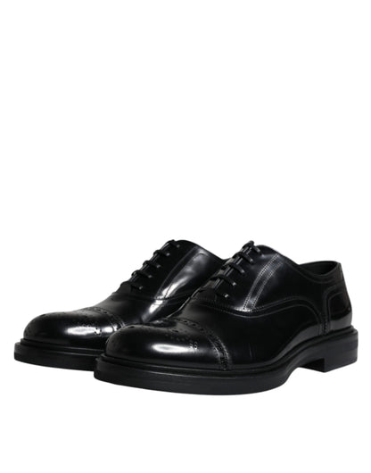 Dolce &amp; Gabbana черни кожени мъжки официални обувки Oxford Wingtip