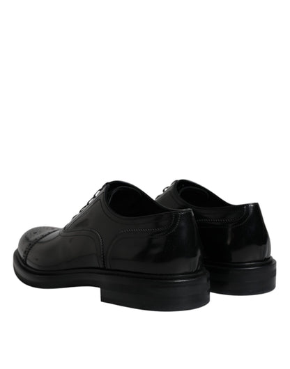 Dolce &amp; Gabbana черни кожени мъжки официални обувки Oxford Wingtip