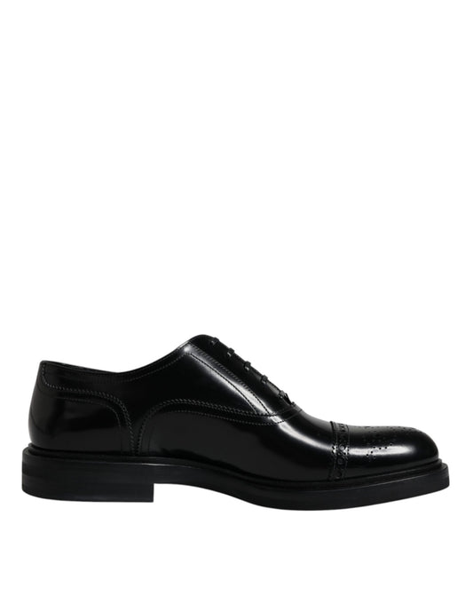Dolce &amp; Gabbana черни кожени мъжки официални обувки Oxford Wingtip