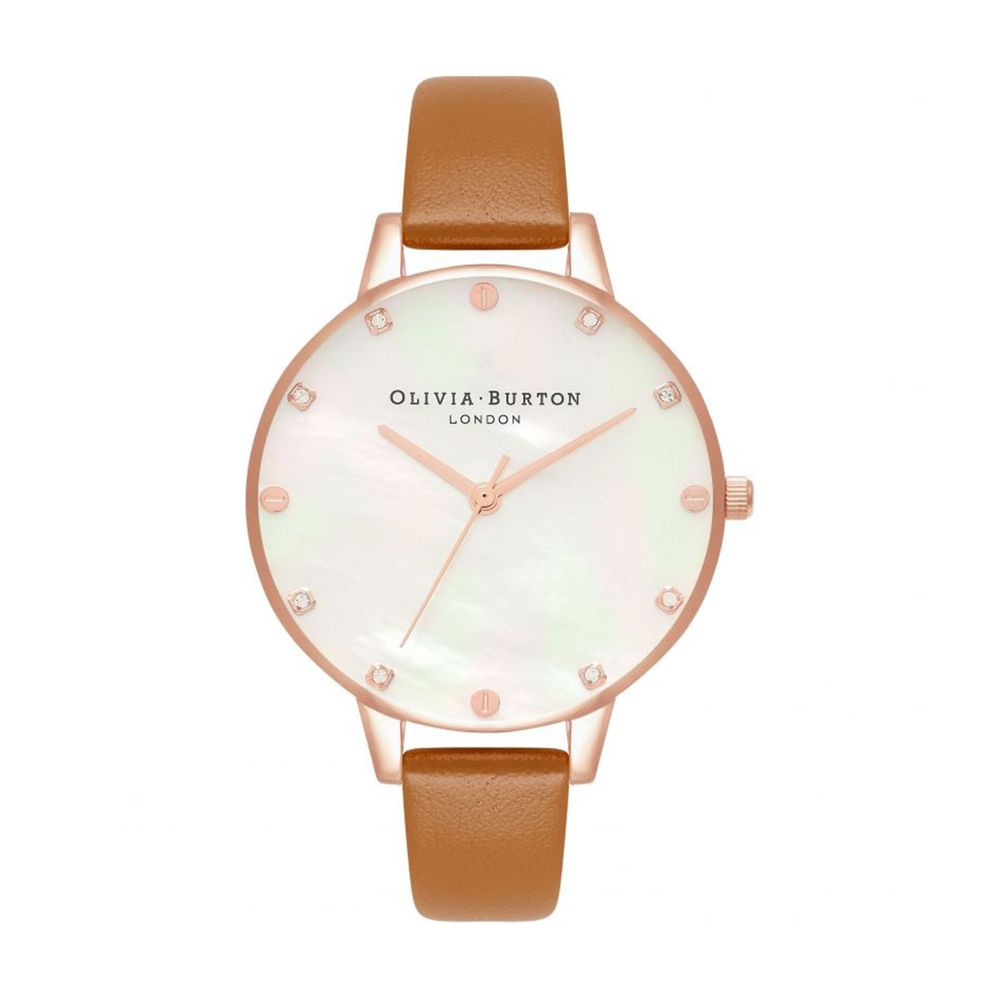 Кафяв кожен кожен часовник Olivia Burton
