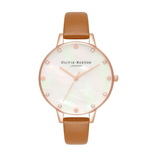 Кафяв кожен кожен часовник Olivia Burton