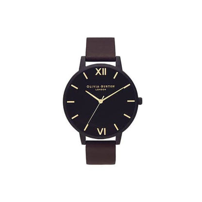 Черен часовник Olivia Burton от синтетична кожа