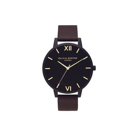 Черен часовник Olivia Burton от синтетична кожа