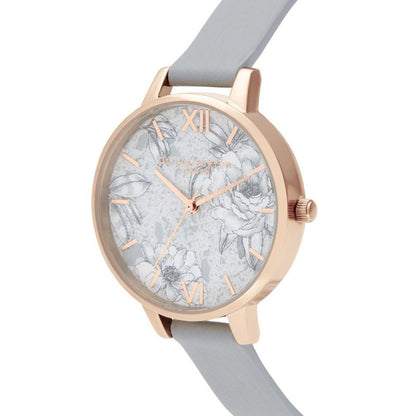 Сив кожен кожен часовник Olivia Burton