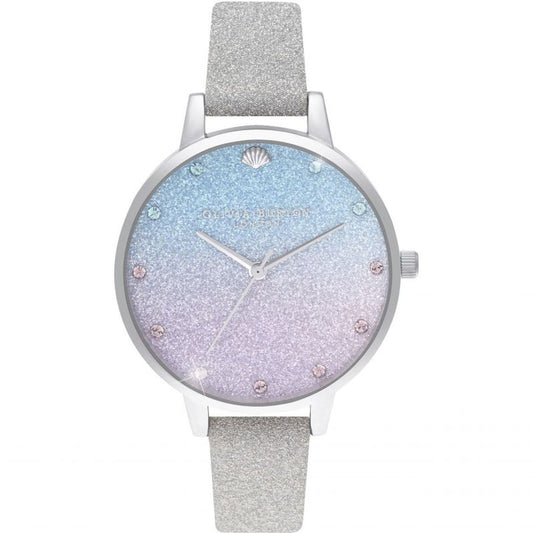 Сив кожен кожен часовник Olivia Burton