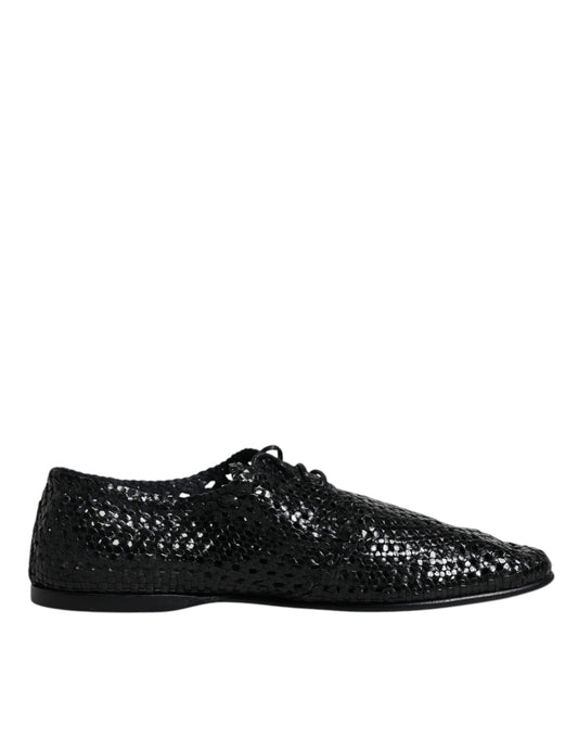 Dolce &amp; Gabbana черни тъкани кожени обувки дерби