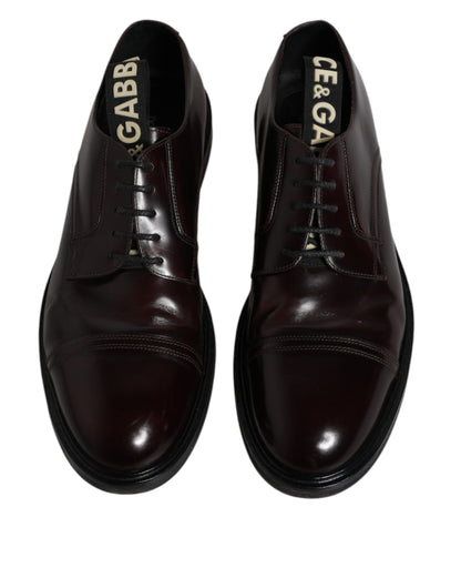 Dolce &amp; Gabbana Бордо кожени официални обувки дерби