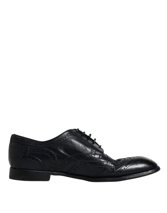 Dolce &amp; Gabbana Сини кожени официални обувки дерби Wingtip