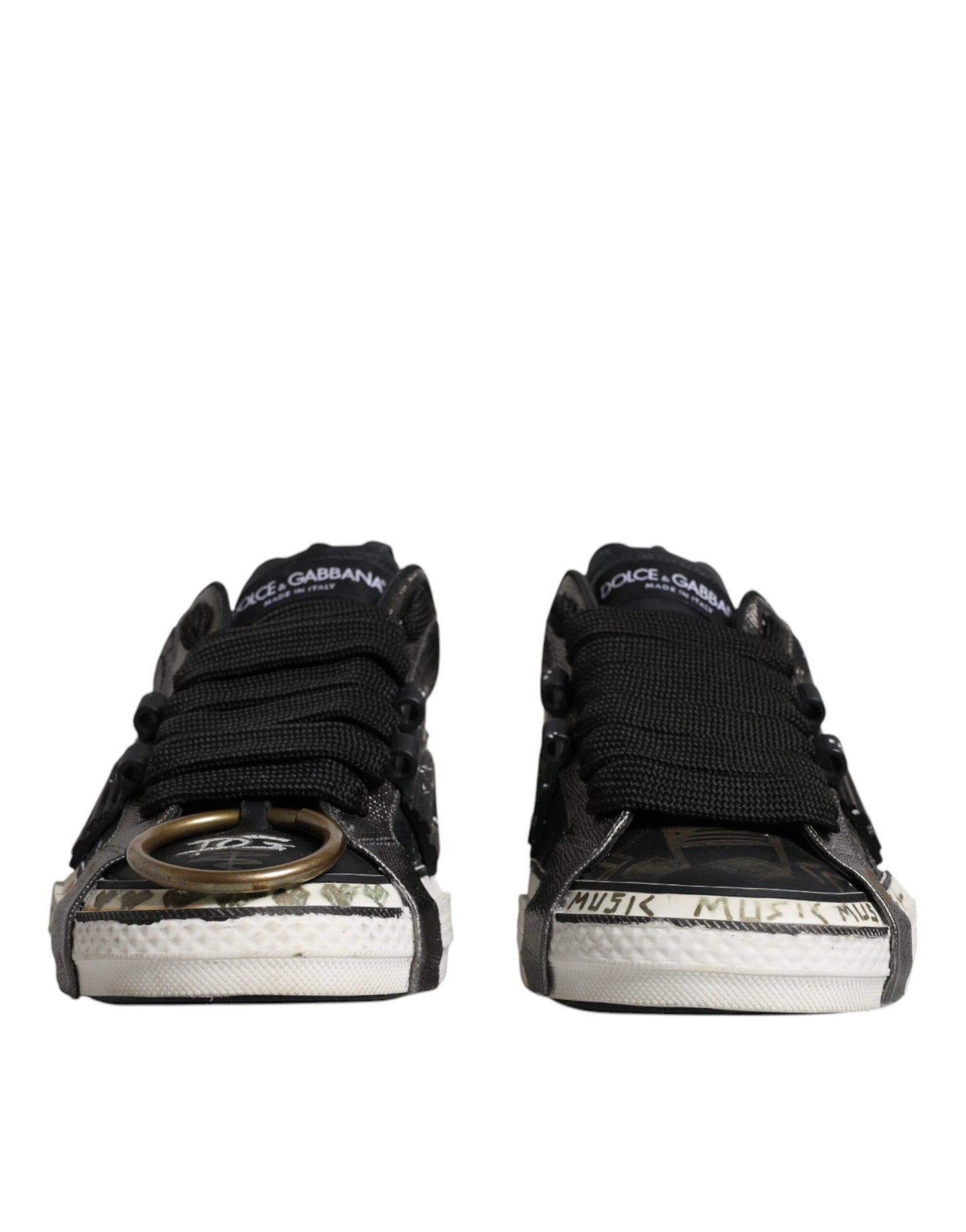 Dolce &amp; Gabbana – Portofino – Niedrige Sneakers in Schwarz und Weiß