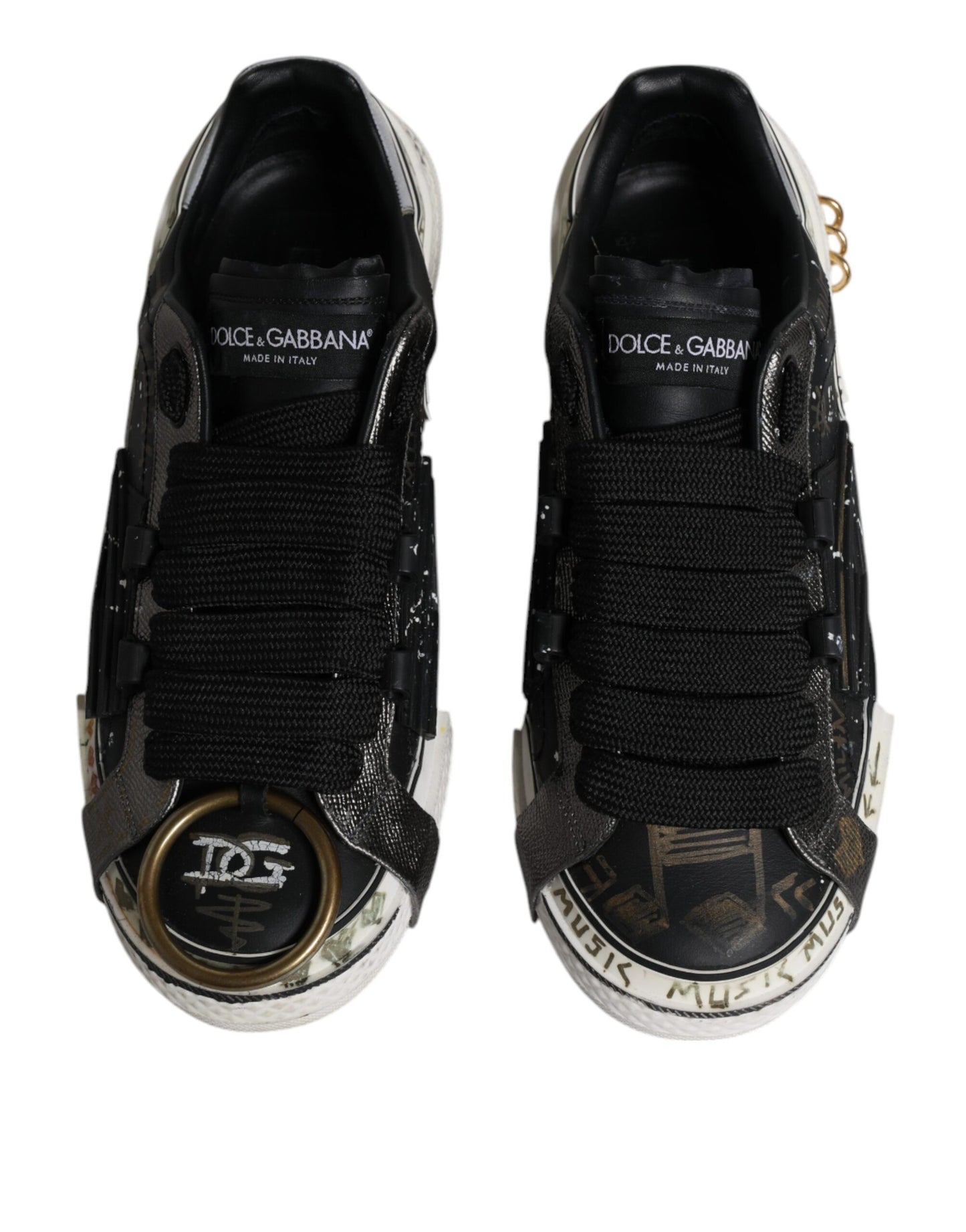 Dolce &amp; Gabbana – Portofino – Niedrige Sneakers in Schwarz und Weiß