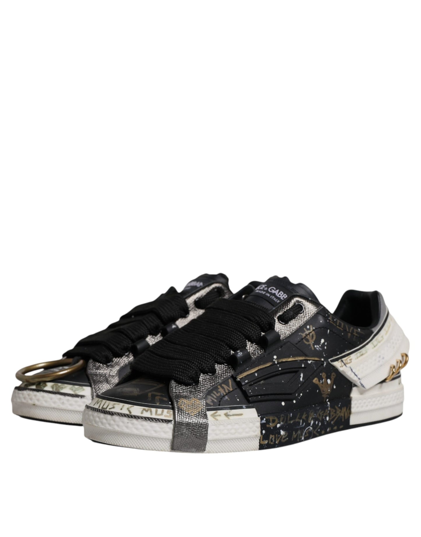 Dolce &amp; Gabbana – Portofino – Niedrige Sneakers in Schwarz und Weiß