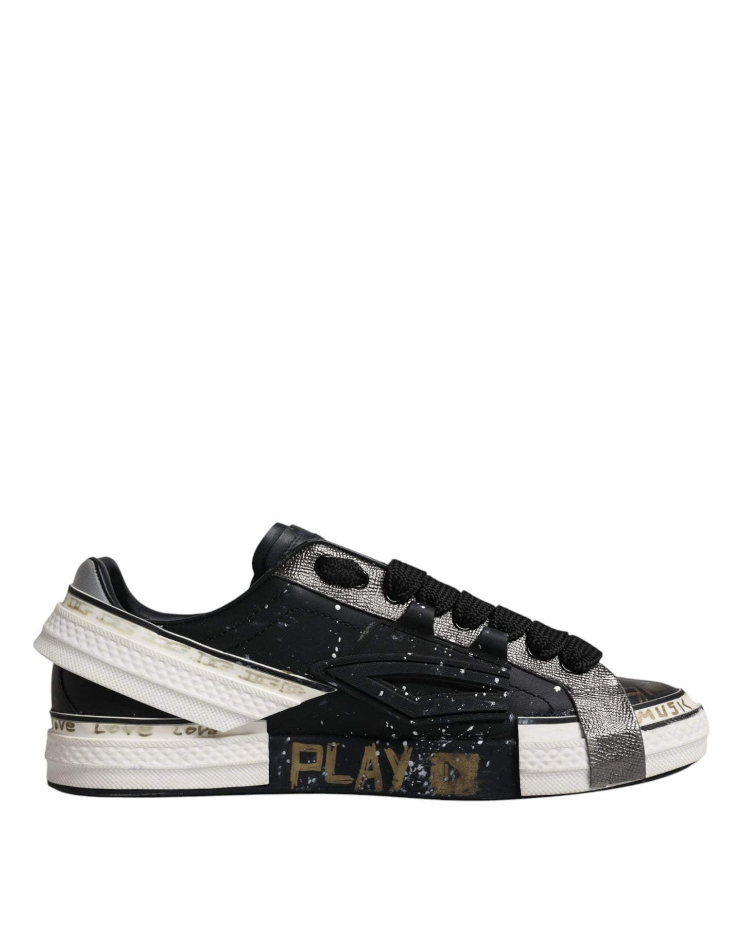 Dolce &amp; Gabbana – Portofino – Niedrige Sneakers in Schwarz und Weiß