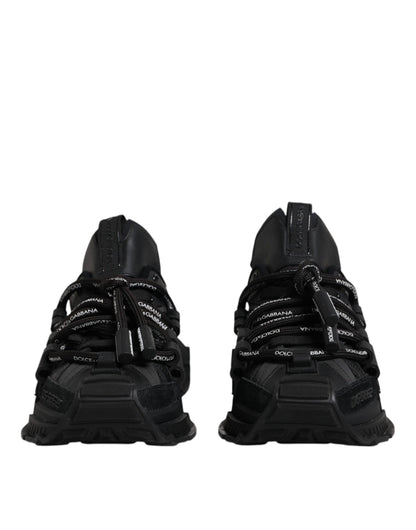 Dolce &amp; Gabbana – Schwarze, niedrige Space-Sneaker mit Schnürung