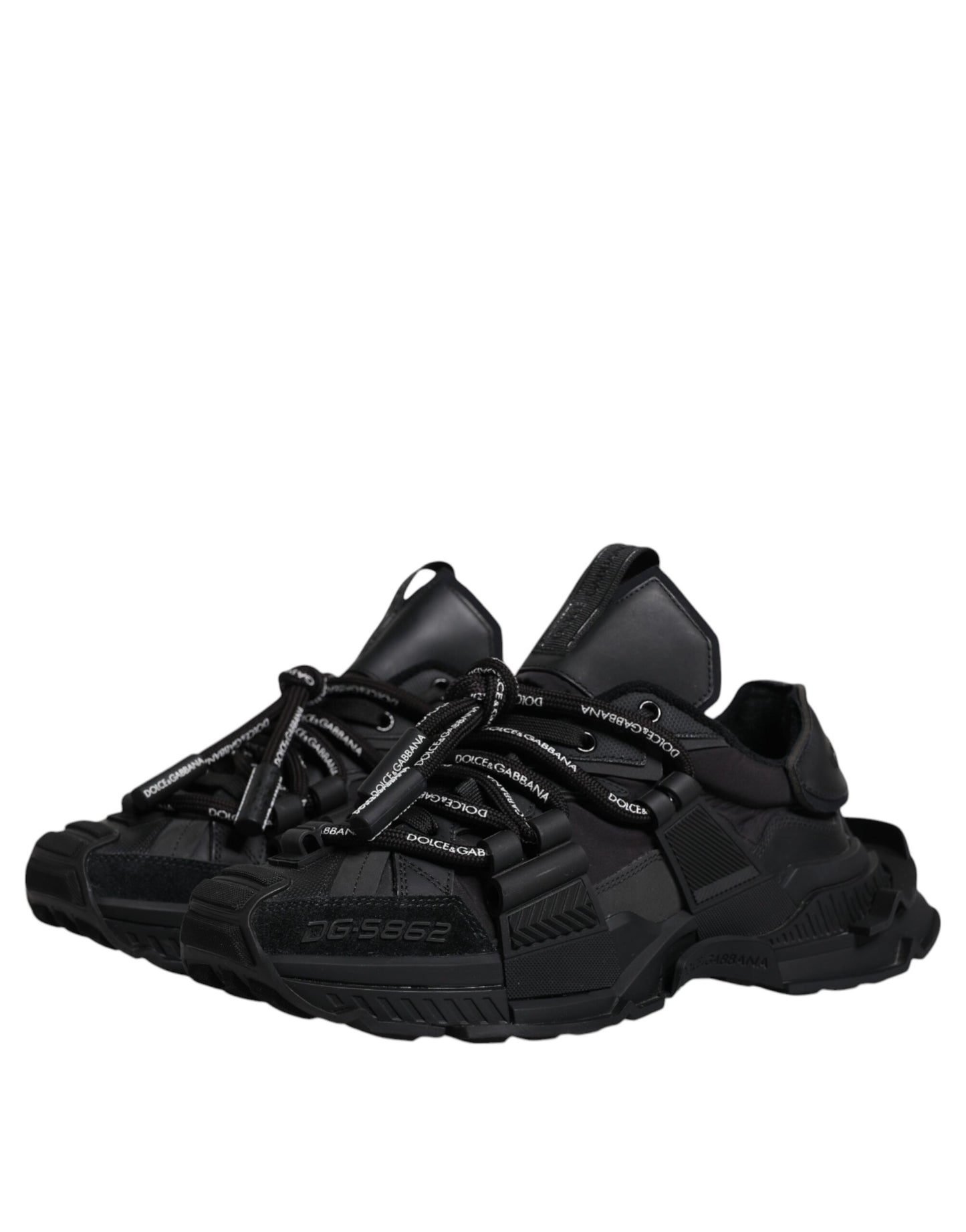 Dolce &amp; Gabbana – Schwarze, niedrige Space-Sneaker mit Schnürung