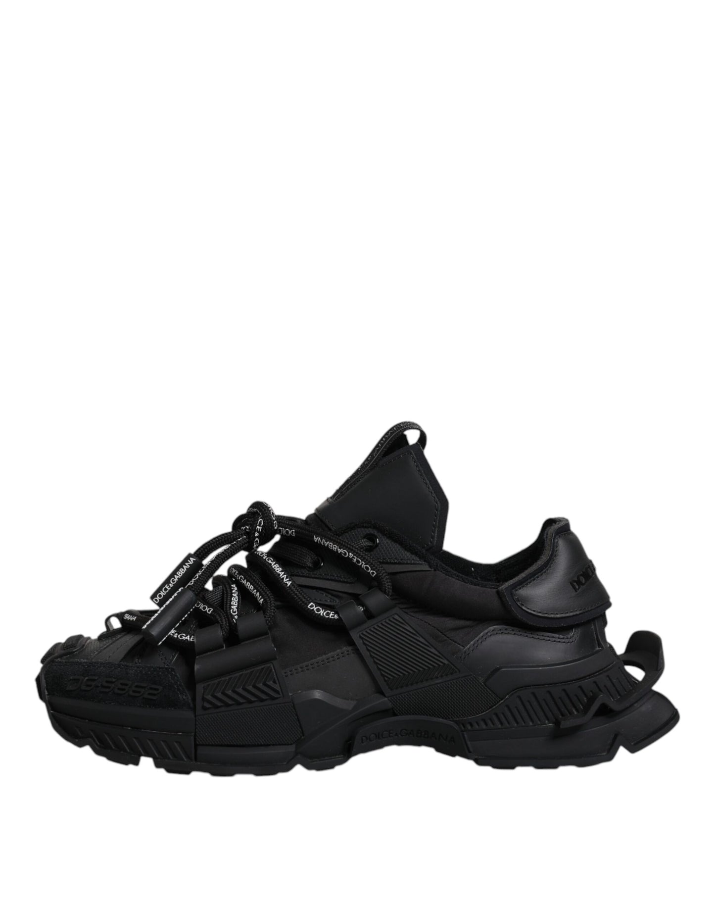 Dolce &amp; Gabbana – Schwarze, niedrige Space-Sneaker mit Schnürung