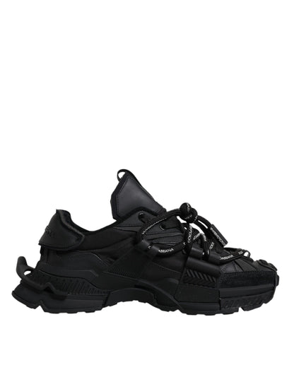 Dolce &amp; Gabbana – Schwarze, niedrige Space-Sneaker mit Schnürung