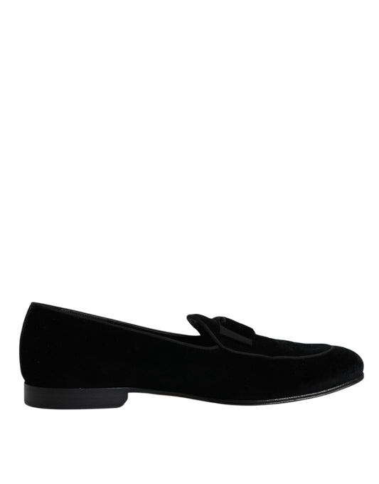 Dolce &amp; Gabbana Черни кадифени мокасини Официални мъжки обувки