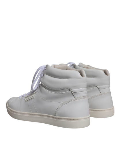 Dolce &amp; Gabbana Weiße Leder Mid Top Herren Sneakers Schuhe