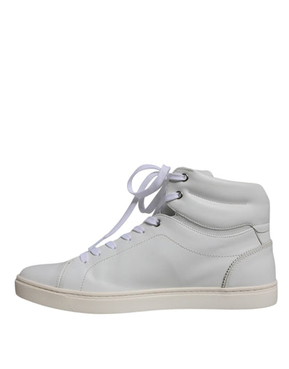 Dolce &amp; Gabbana Weiße Leder Mid Top Herren Sneakers Schuhe