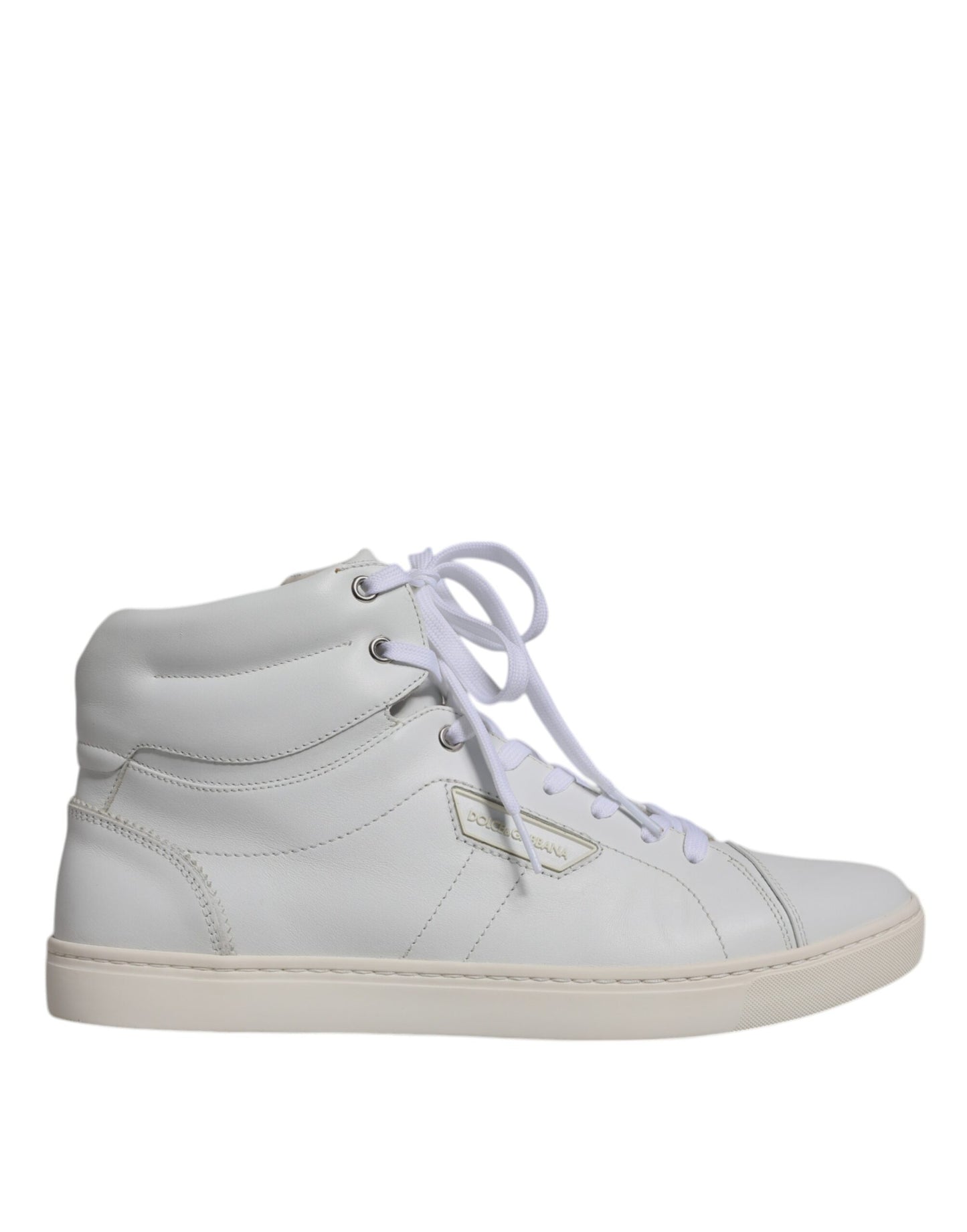 Dolce &amp; Gabbana Weiße Leder Mid Top Herren Sneakers Schuhe