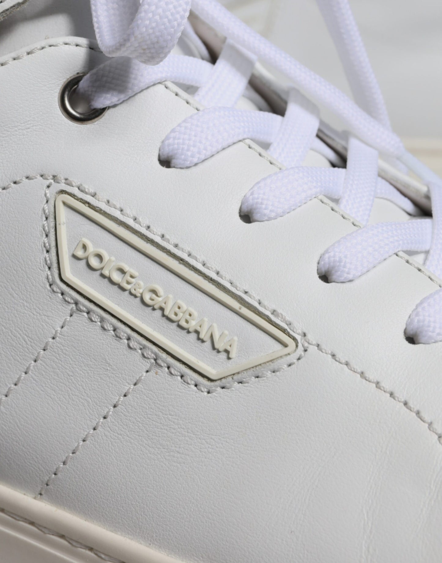 Dolce &amp; Gabbana Weiße Leder Mid Top Herren Sneakers Schuhe