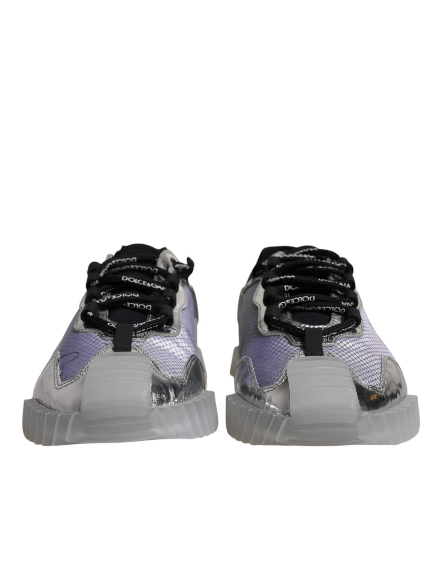 Dolce &amp; Gabbana – NS1 – Niedrige Sneakers aus Nylon in Silber und Schwarz
