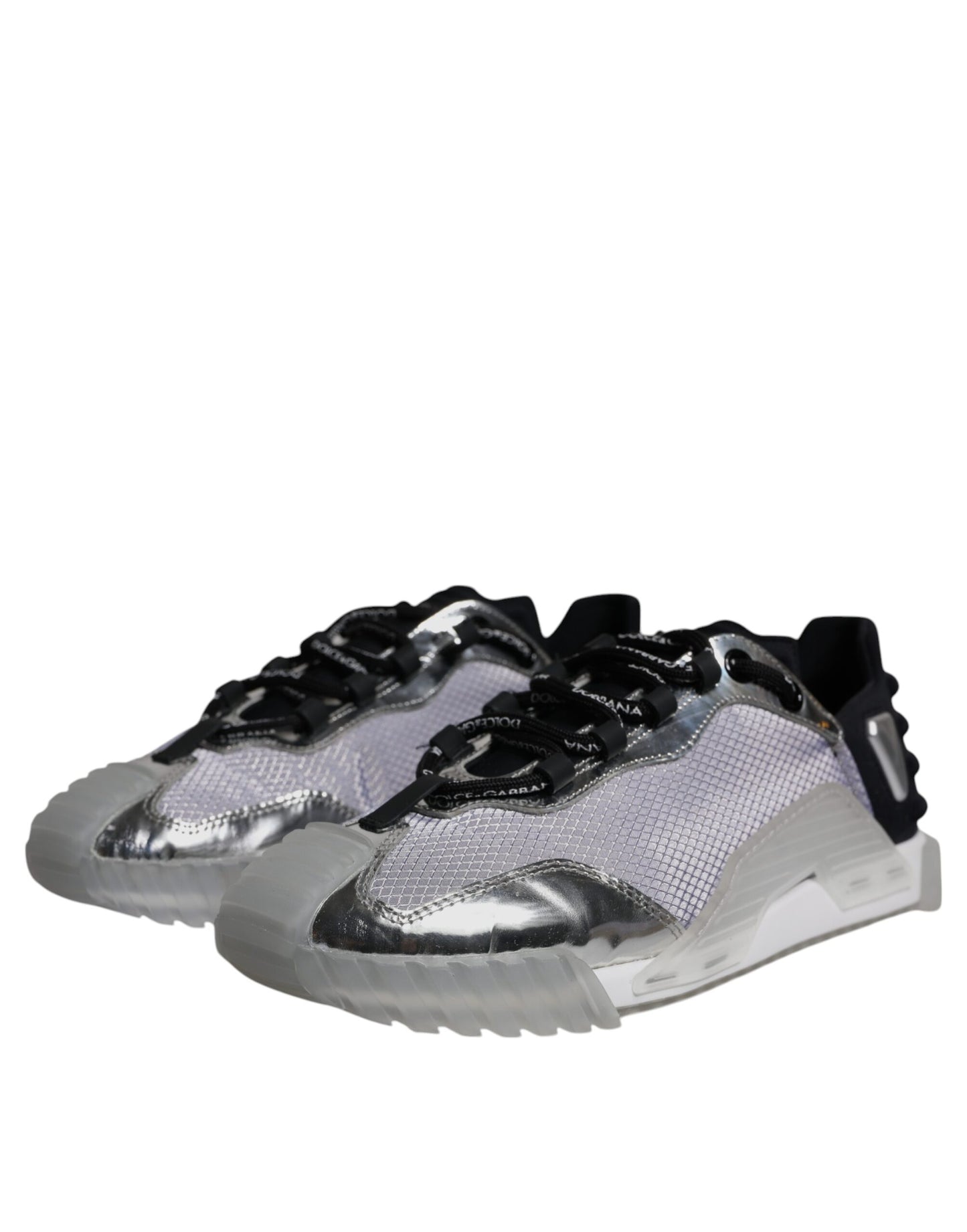 Dolce &amp; Gabbana – NS1 – Niedrige Sneakers aus Nylon in Silber und Schwarz