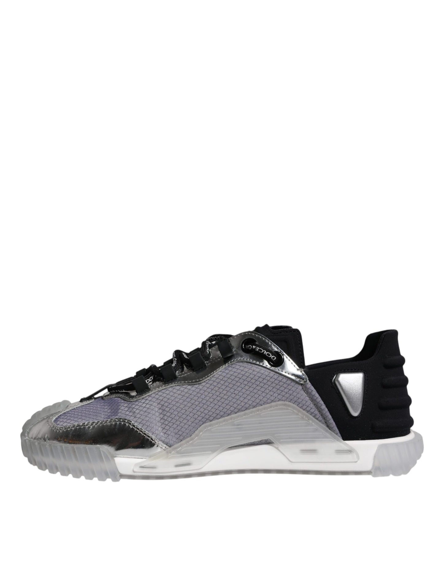 Dolce &amp; Gabbana – NS1 – Niedrige Sneakers aus Nylon in Silber und Schwarz