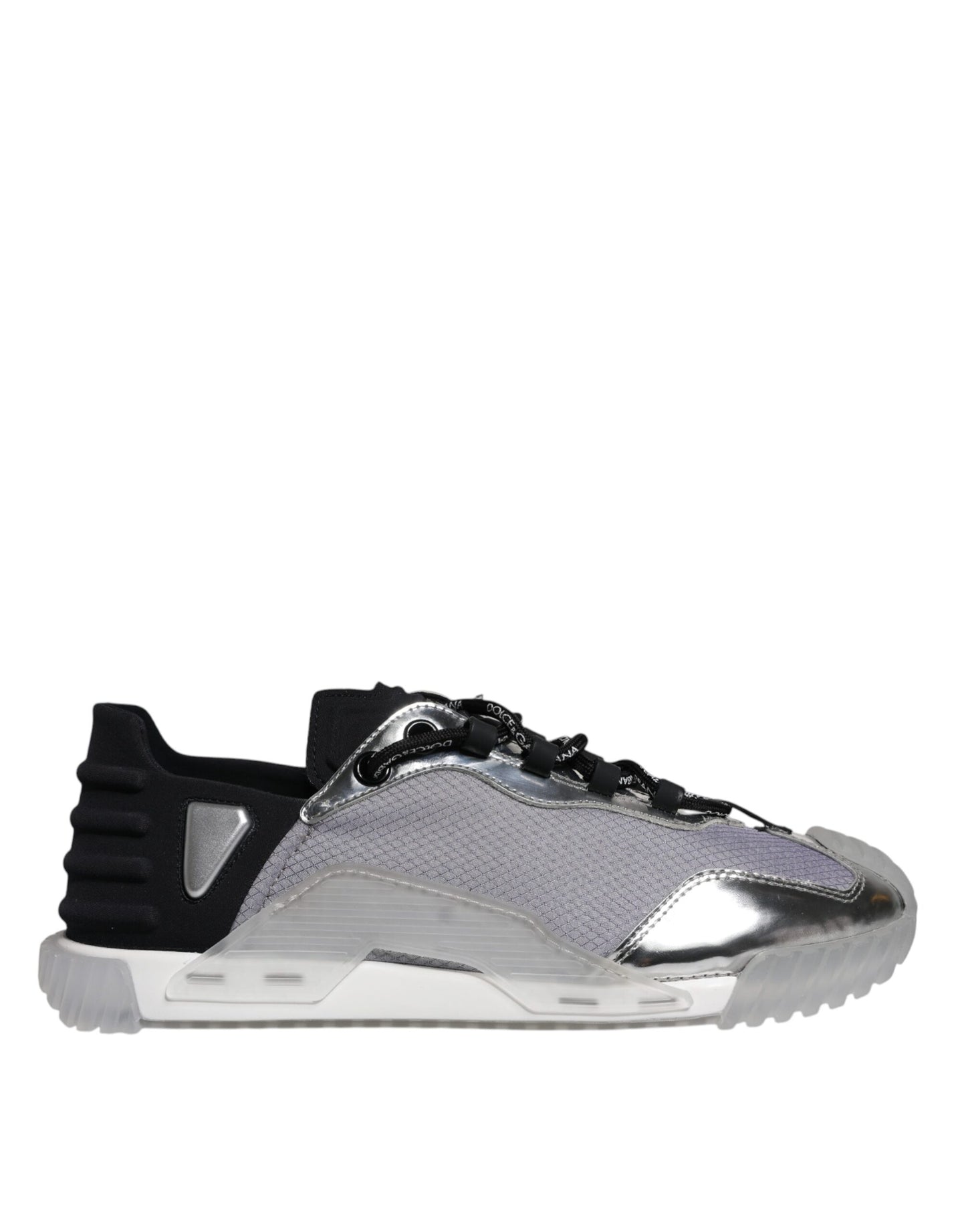 Dolce &amp; Gabbana – NS1 – Niedrige Sneakers aus Nylon in Silber und Schwarz