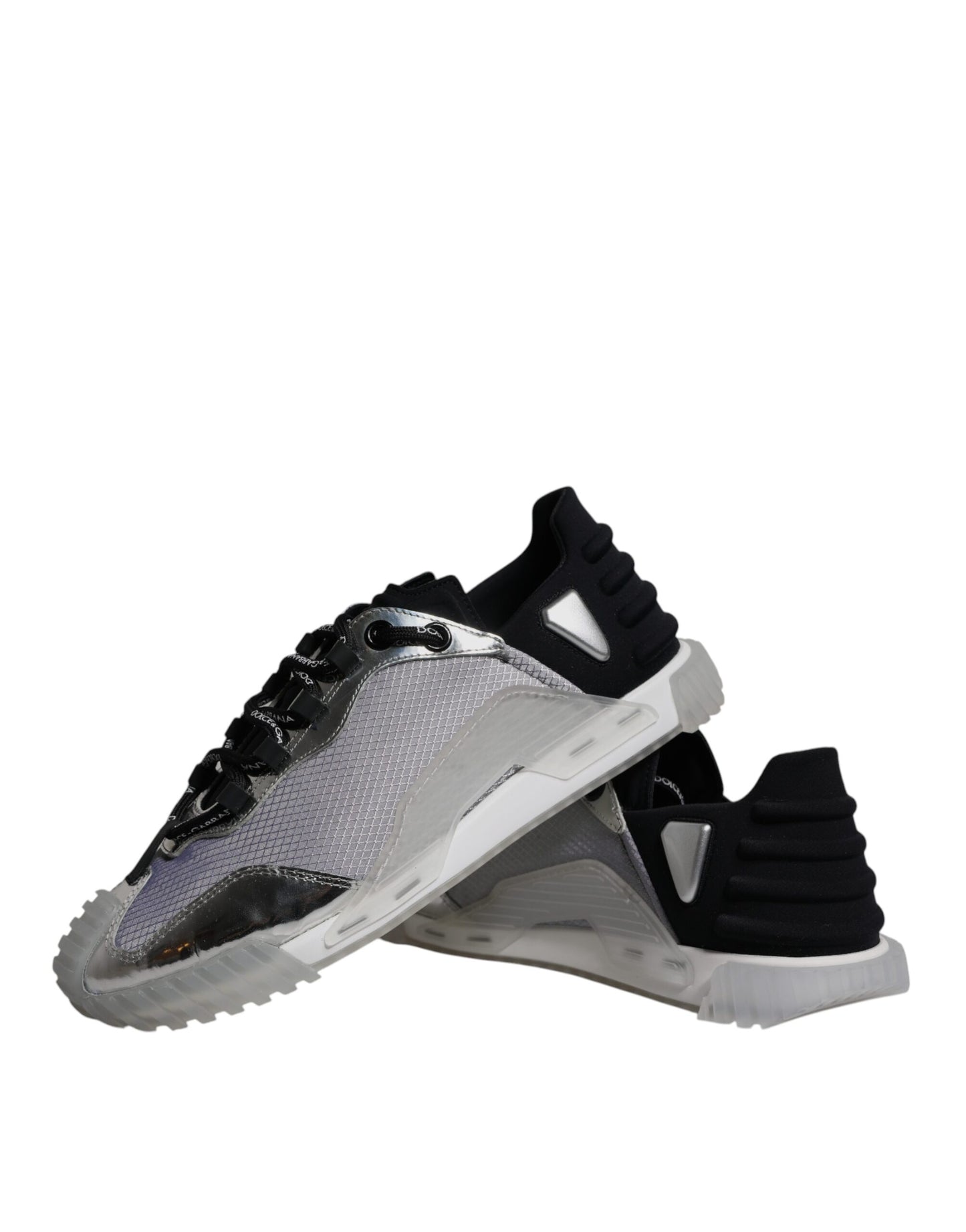 Dolce &amp; Gabbana – NS1 – Niedrige Sneakers aus Nylon in Silber und Schwarz