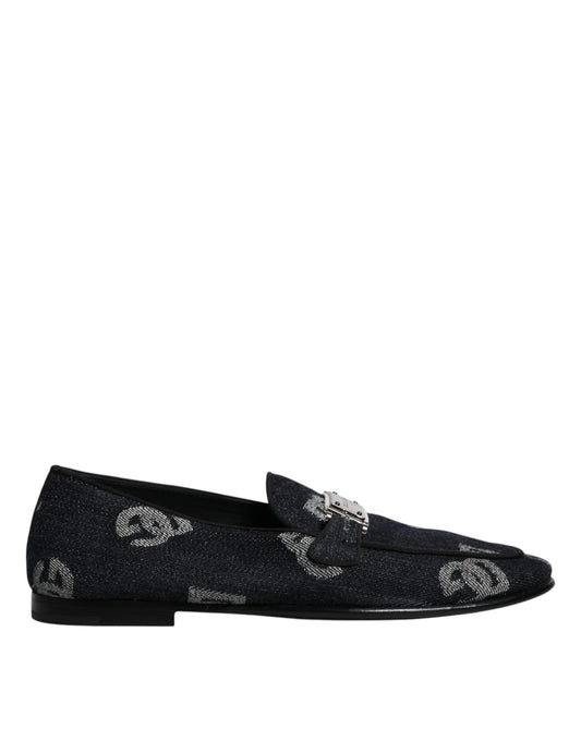 Dolce &amp; Gabbana Черни памучни мокасини Официални обувки с лого