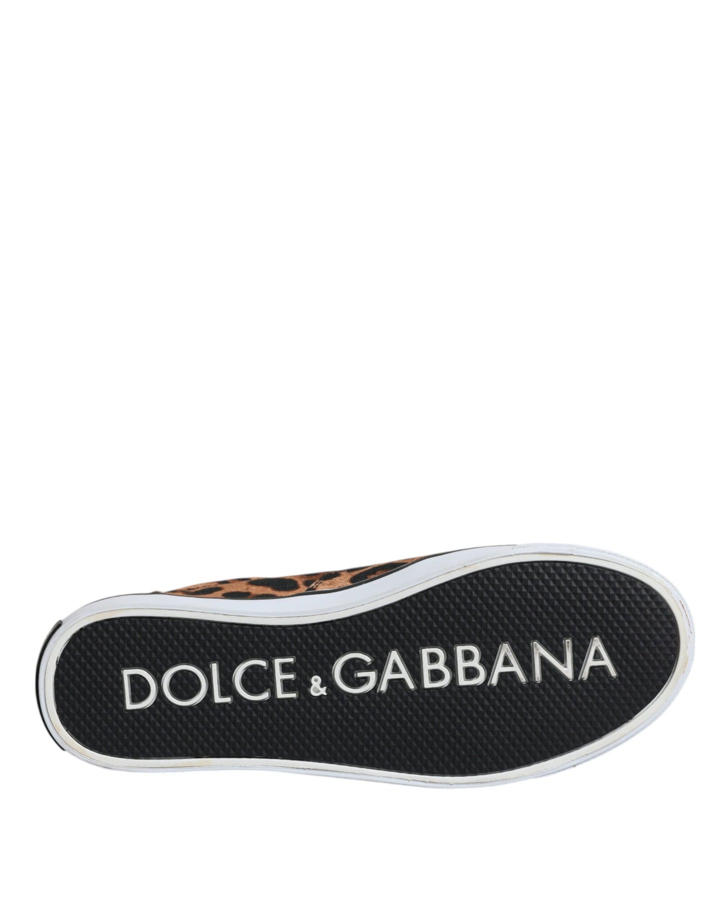 Кафяви памучни маратонки Dolce &amp; Gabbana с леопардово лого с принт
