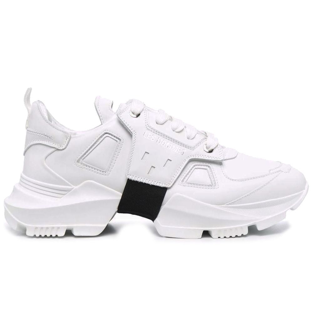 Les Hommes Sneaker aus weißem Leder und Kalbsleder
