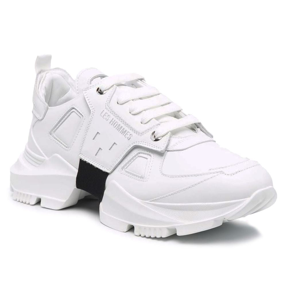 Les Hommes Sneaker aus weißem Leder und Kalbsleder