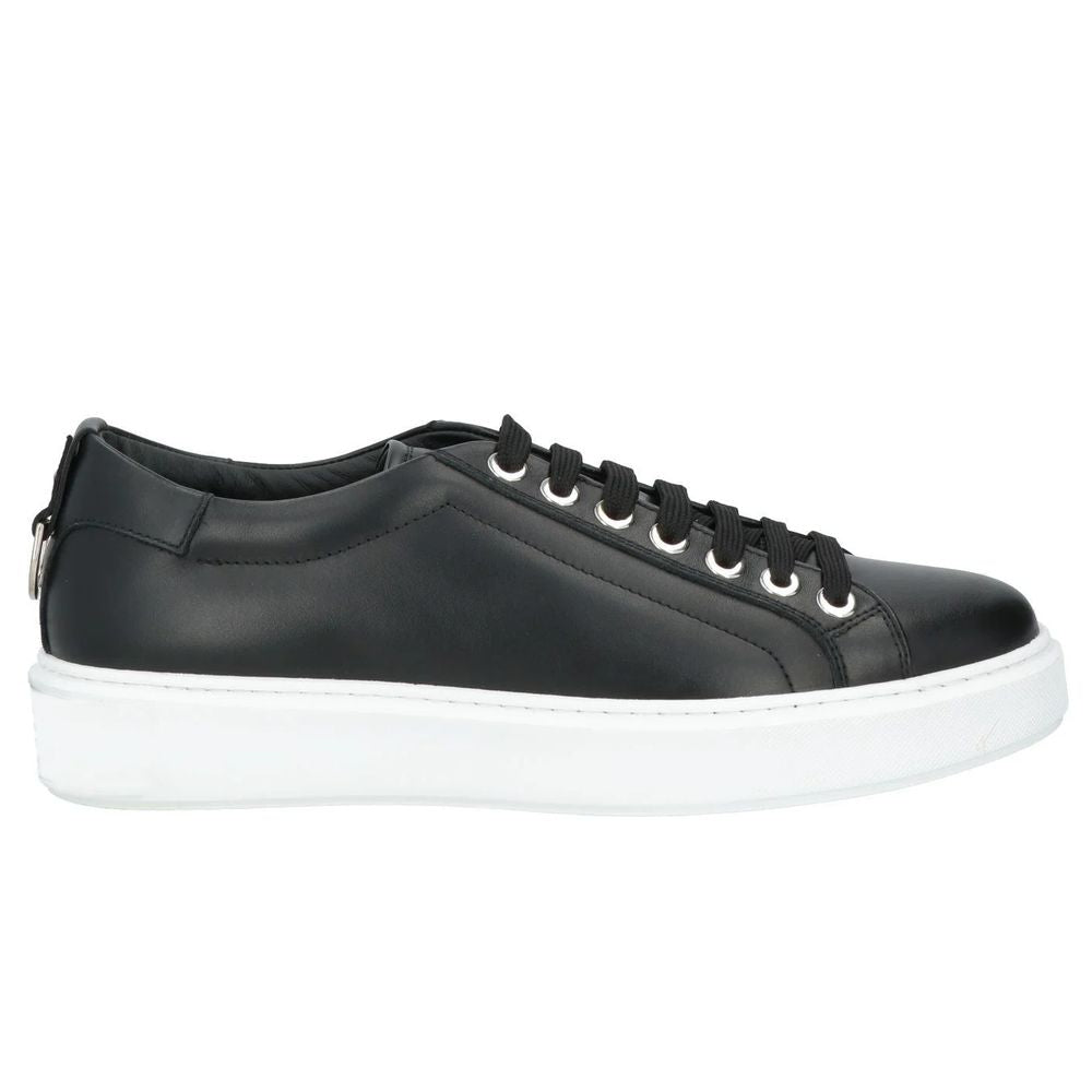 Les Hommes Sneaker aus schwarzem Leder und Kalbsleder