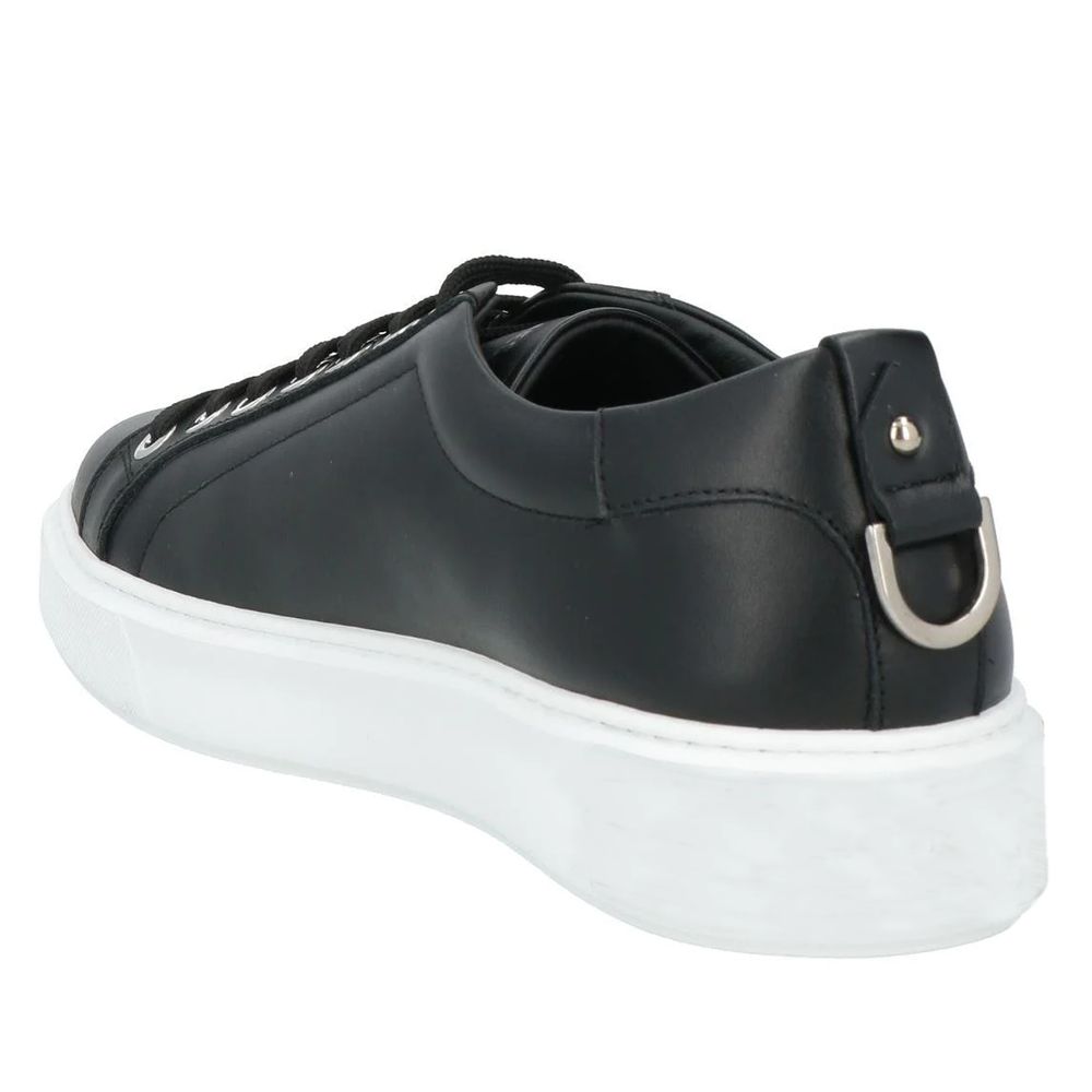 Les Hommes Sneaker aus schwarzem Leder und Kalbsleder