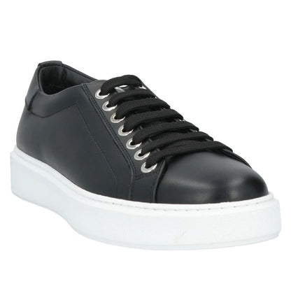 Les Hommes Sneaker aus schwarzem Leder und Kalbsleder