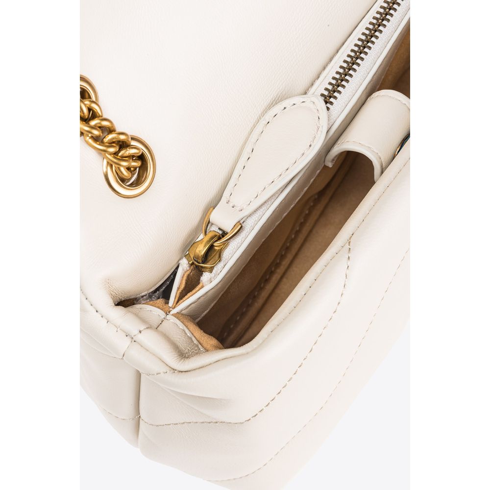 PINKO Creme Leder Handtasche