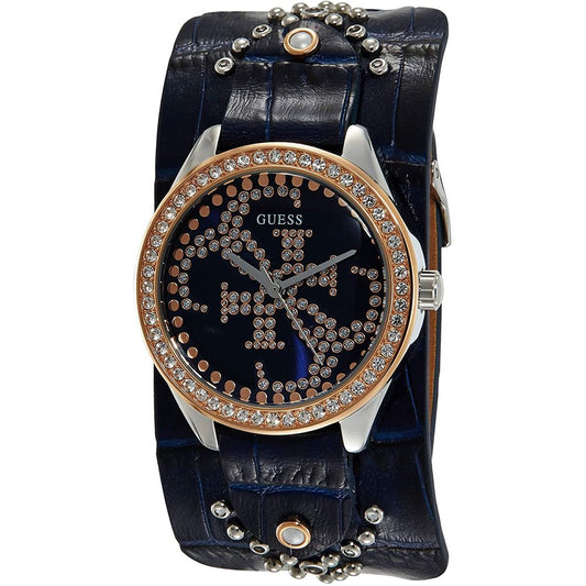 Син кожен часовник Guess