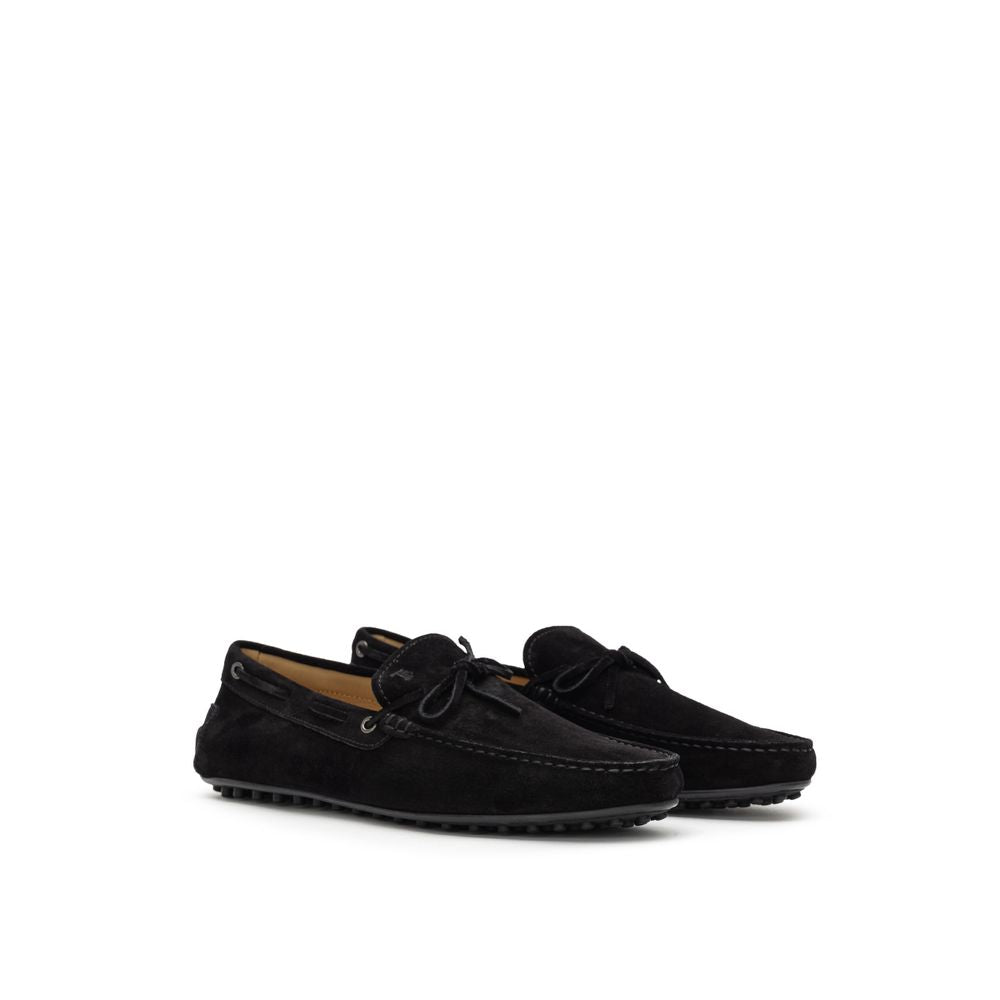 Кожени мокасини от черен велур Tod's