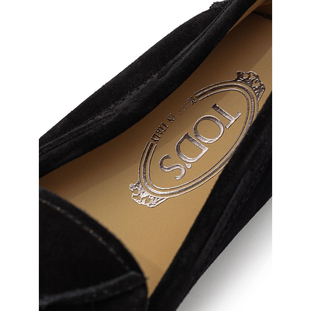 Кожени мокасини от черен велур Tod's