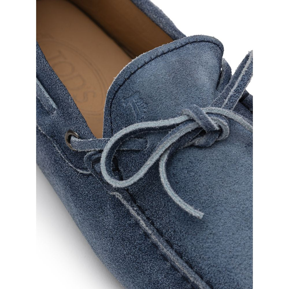 Кожени мокасини от син велур Tod's