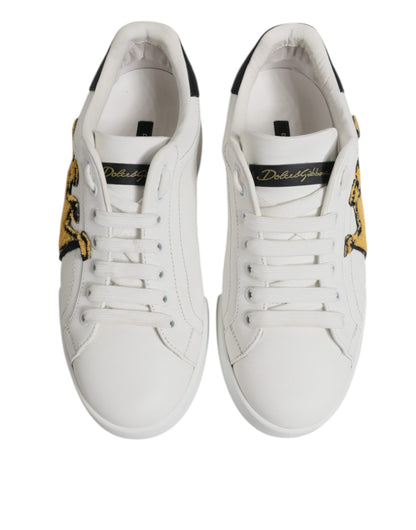 Dolce & Gabbana White Royal Crown Low Top Sneakers Shoes
