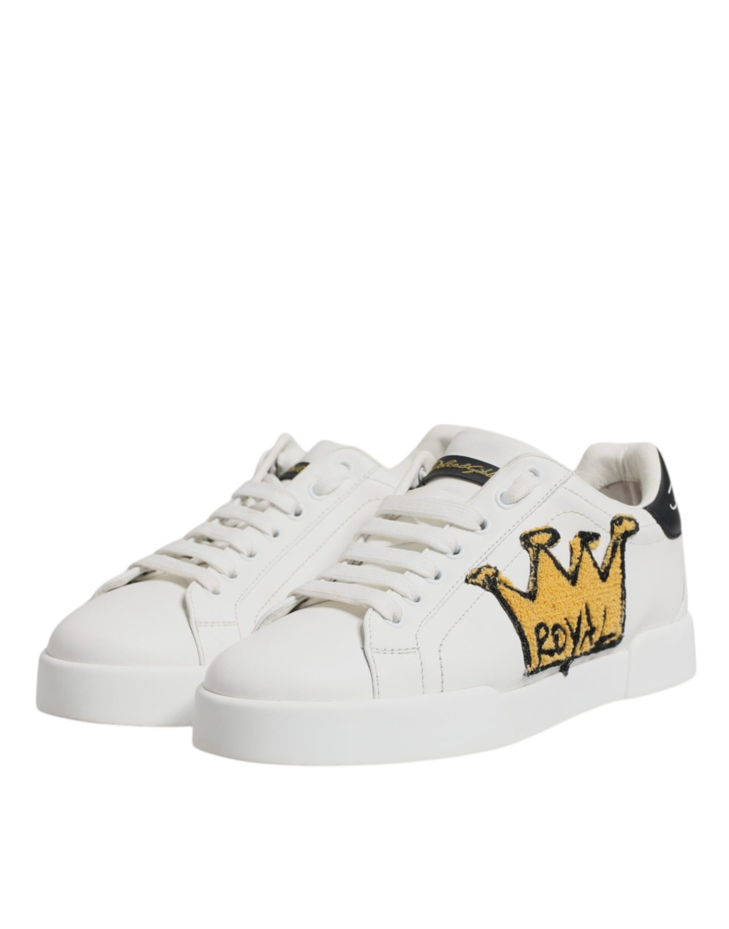 Dolce & Gabbana White Royal Crown Low Top Sneakers Shoes