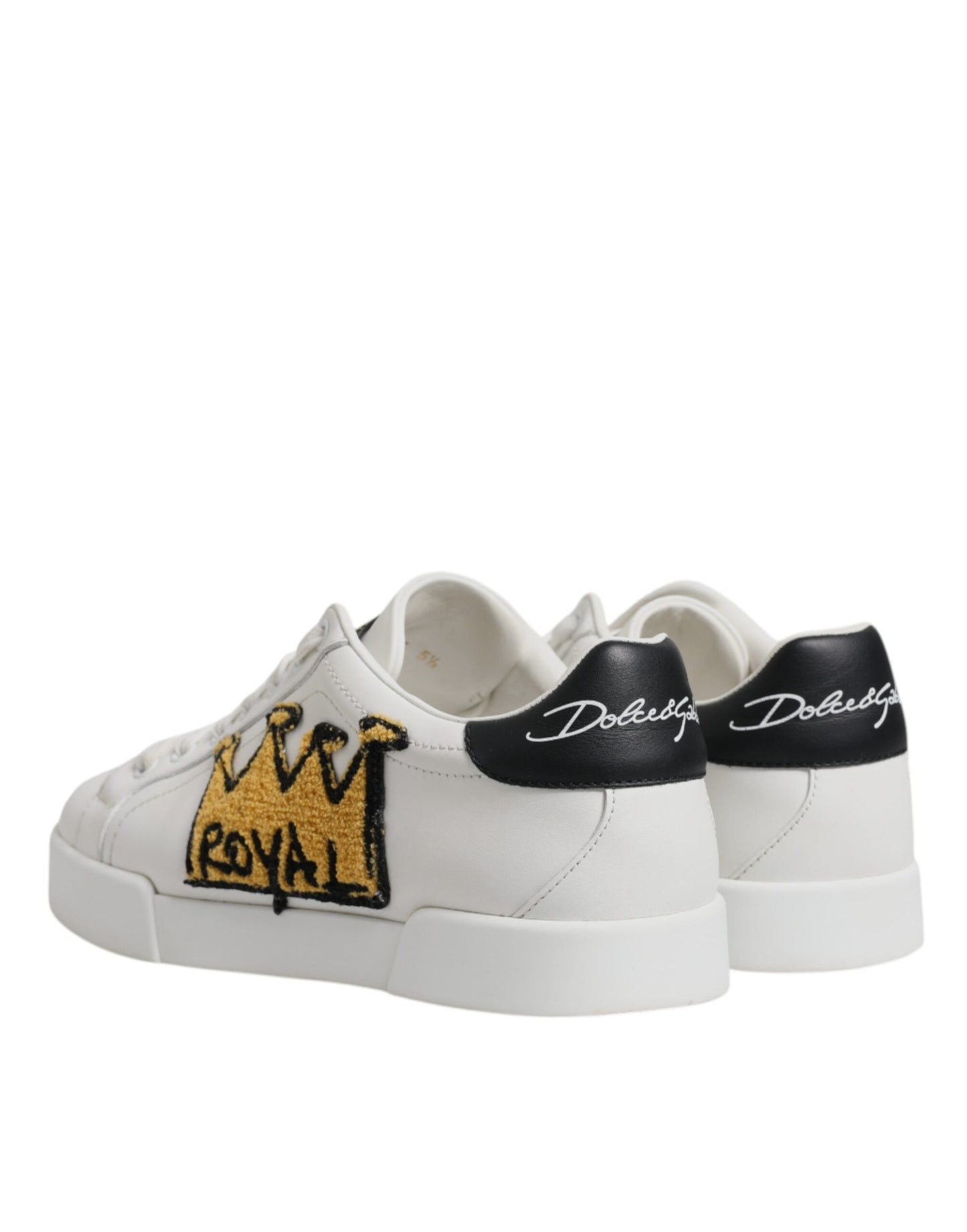 Dolce & Gabbana White Royal Crown Low Top Sneakers Shoes
