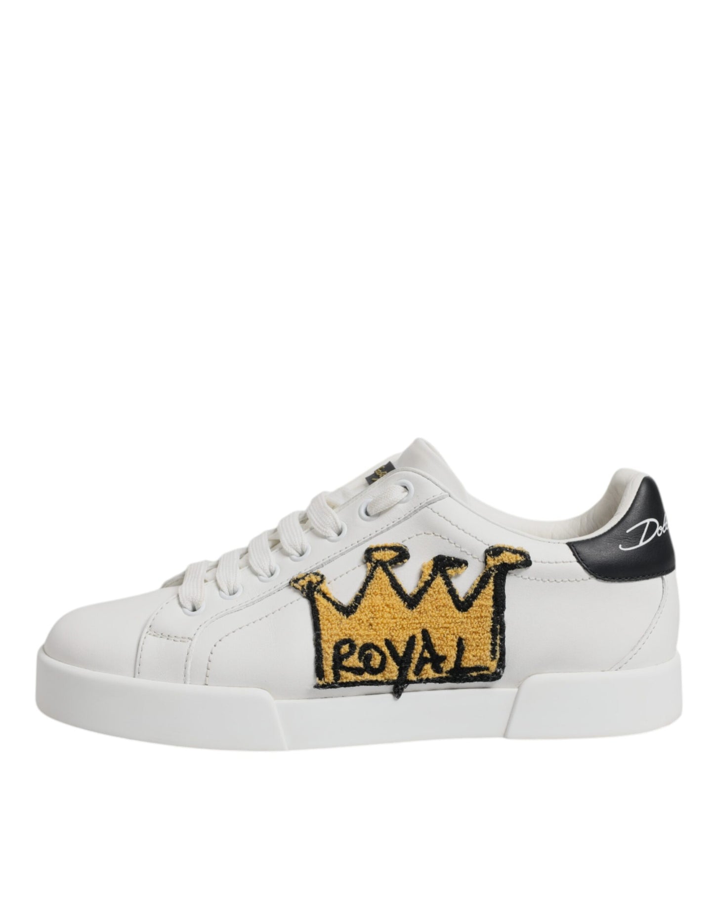 Dolce & Gabbana White Royal Crown Low Top Sneakers Shoes
