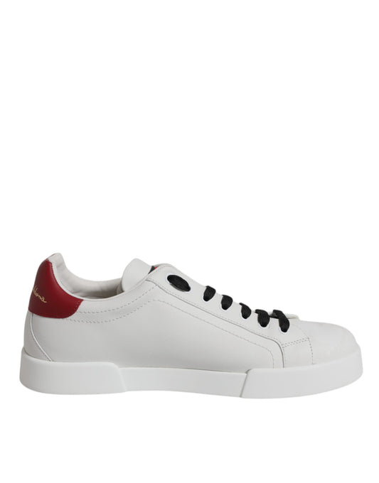Dolce & Gabbana White Red DG Patch Low Top Sneakers Shoes