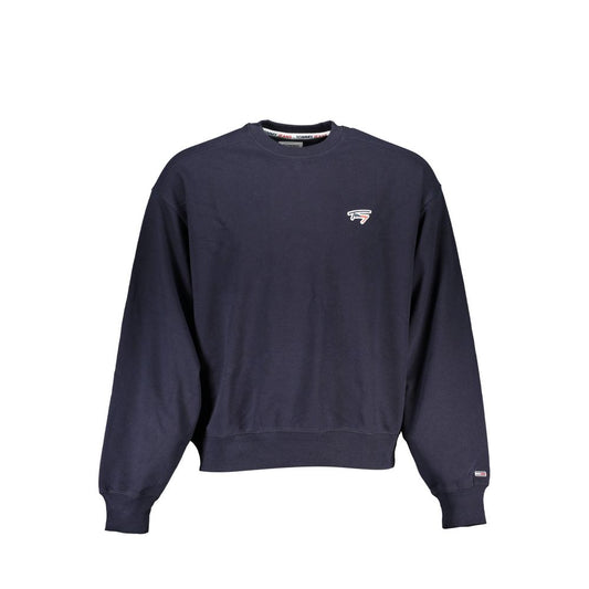 Шикозен син пуловер с кръгло деколте и лого на Tommy Hilfiger