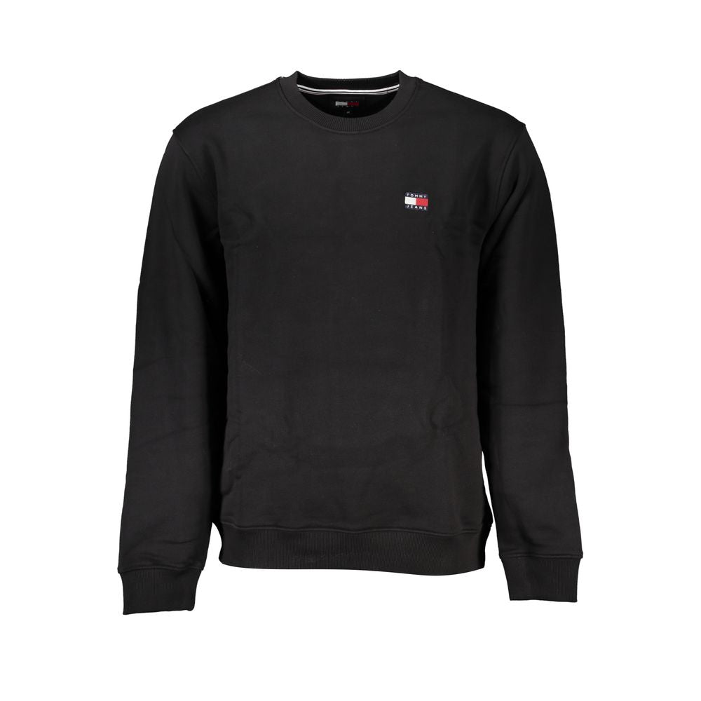 Елегантен черен памучен суичър с кръгло деколте Tommy Hilfiger